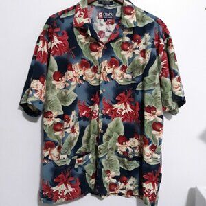 Chaps Ralph Lauren Men's Hawaiian shirt size XL Red Blue Green Tropical